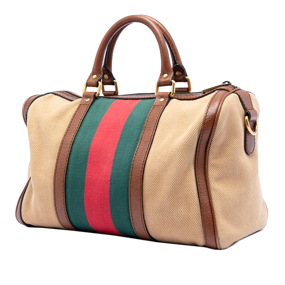 Pre-Loved Gucci Medium Canvas Web Joy Boston Bag - Picture 2 of 7